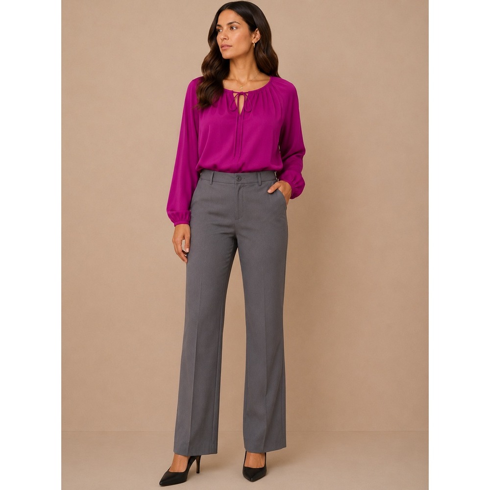 Talbots Womens Gray Stretch Cotton Straight Leg Dress Pants Chinos Size 16
